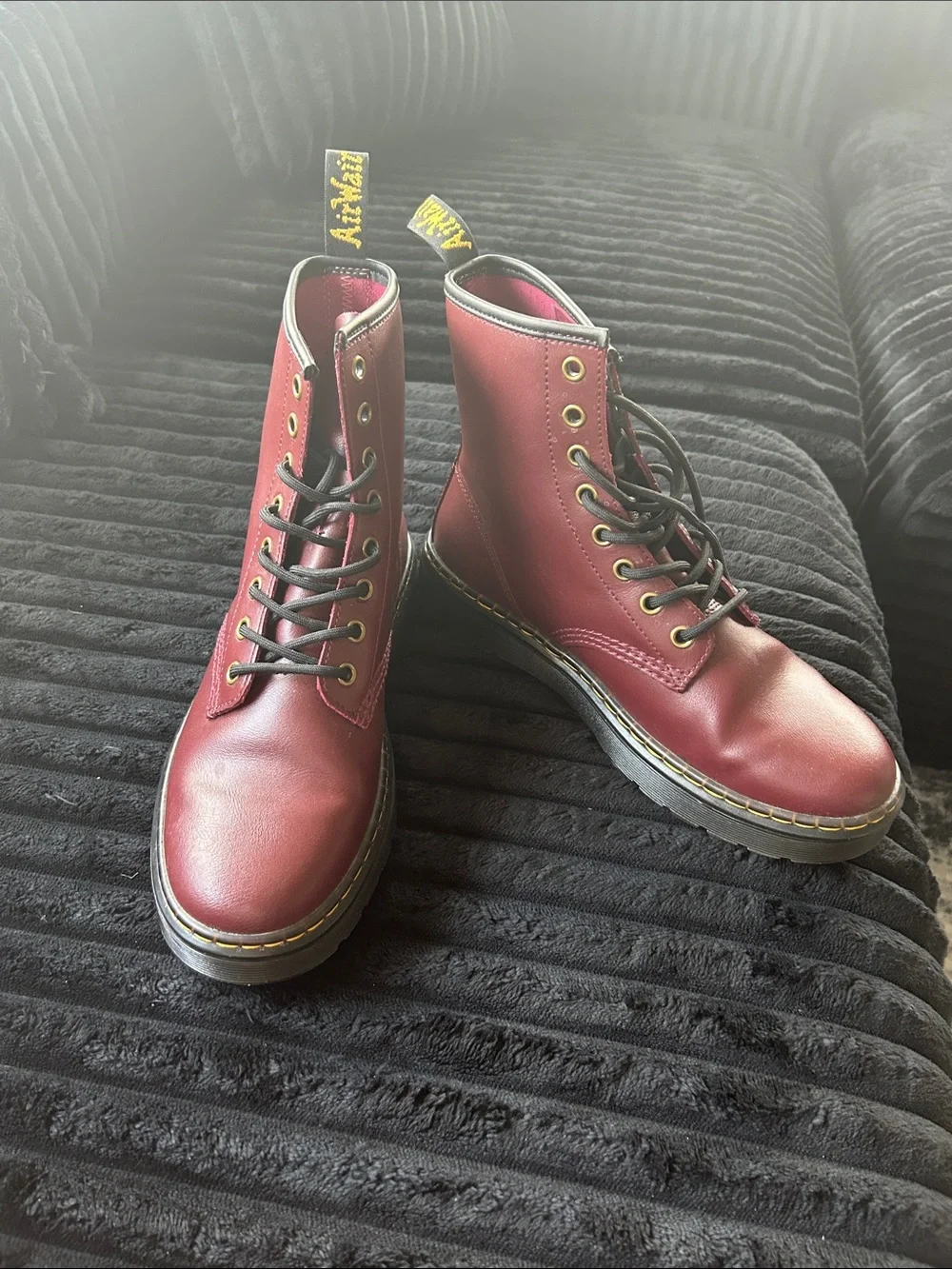 Dr. Martens Burgundy 6-Eye Leather Boots